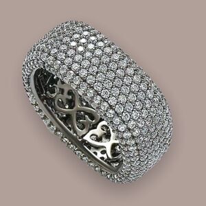 SUZY LEVIAN Blackened Silver Pave Eternity Band